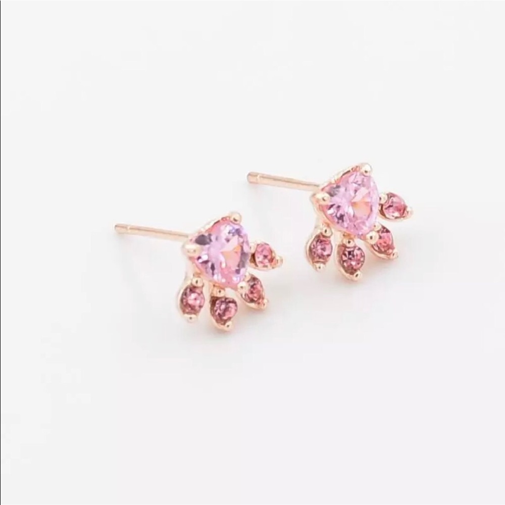 Super cute paw rose gold and Rose Quartz earrings - Picture 2 of 3